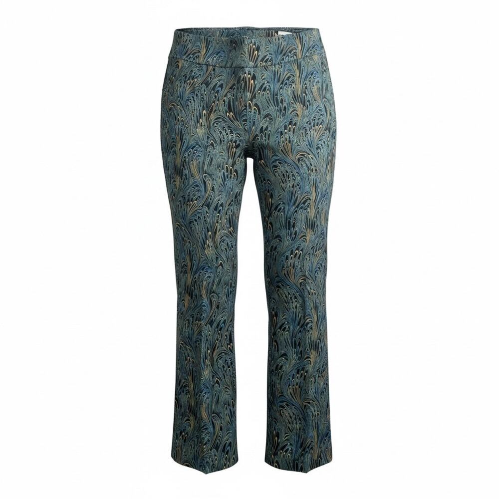 Soft Surroundings Peacock Marble Print Ponte Knit Pull On Pants XL
